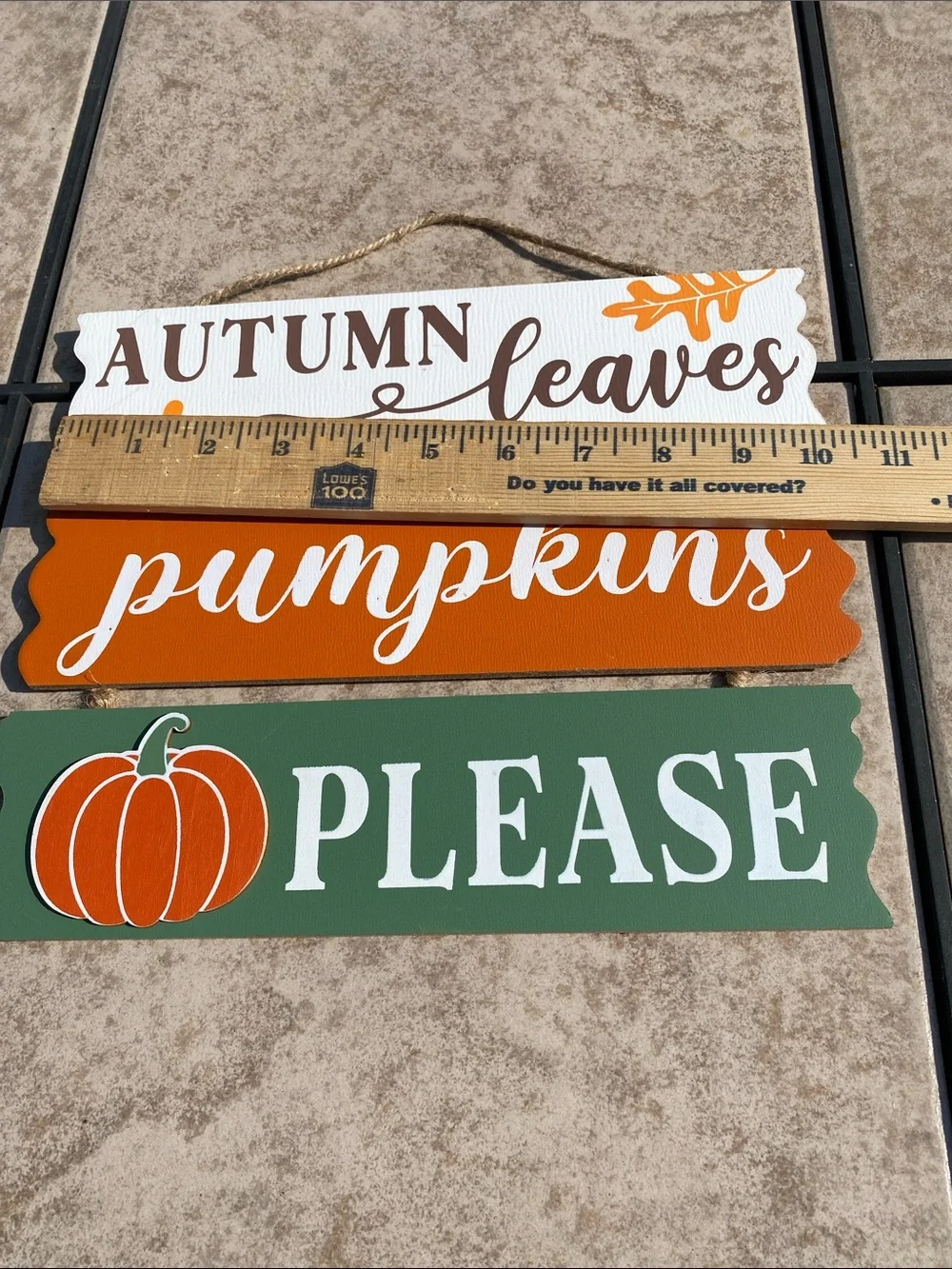 Perfect Harvest Fall Decor Set Bowl Filler Pumpkin Fence Ring and Hanging Sign